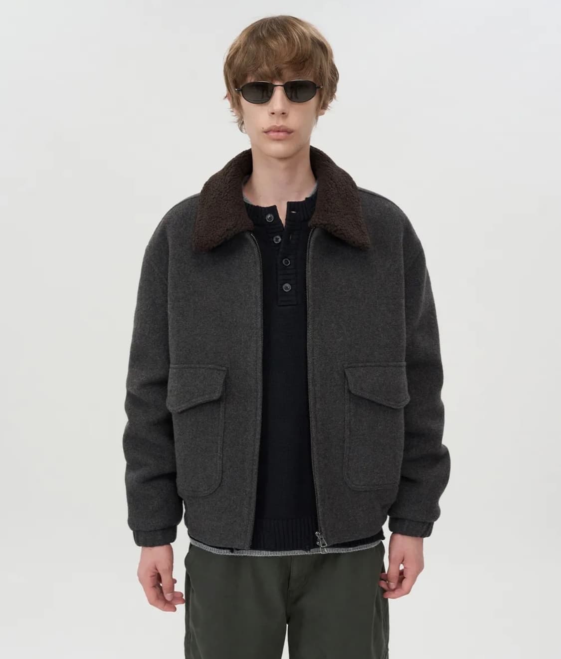 인사일런스 디테처블 칼라 캐시미어 블루종 GREY BROWN 상품이미지1