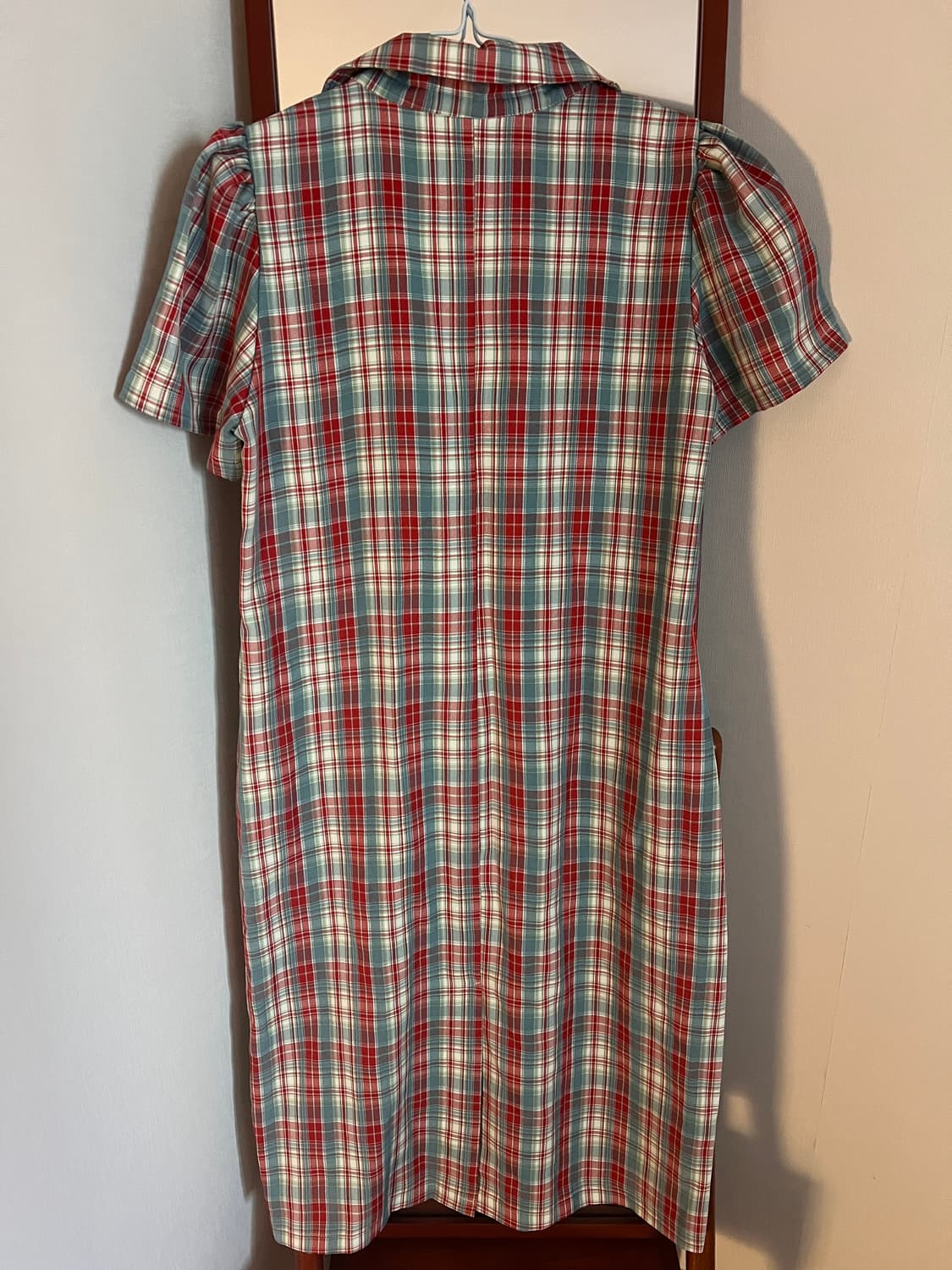 빈티지 체크 퍼프 롱 원피스 드레스 상품이미지2