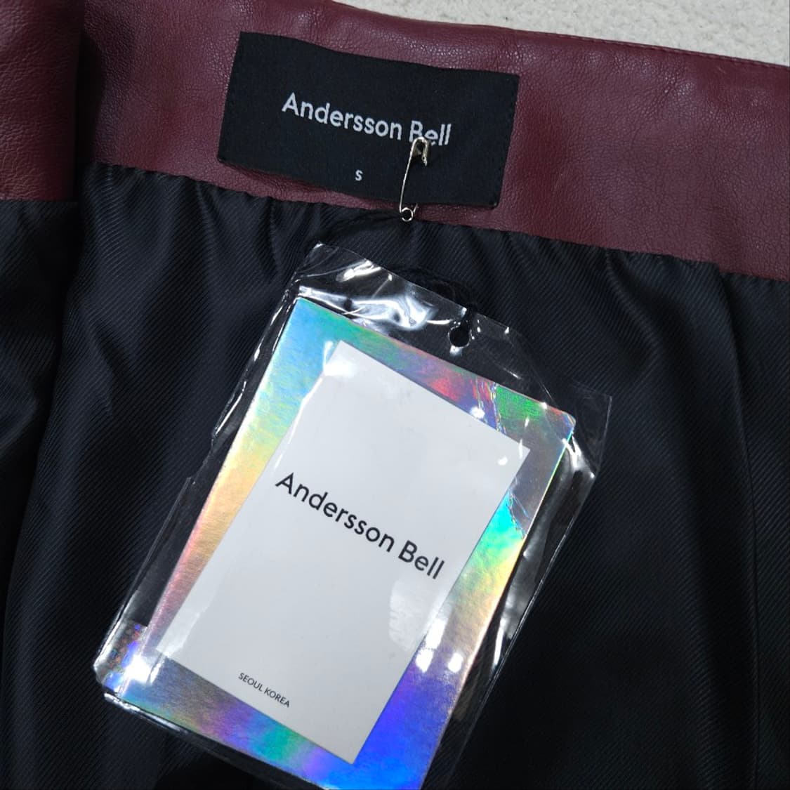 앤더슨벨 레더 스커트 S 버건디 상품이미지5