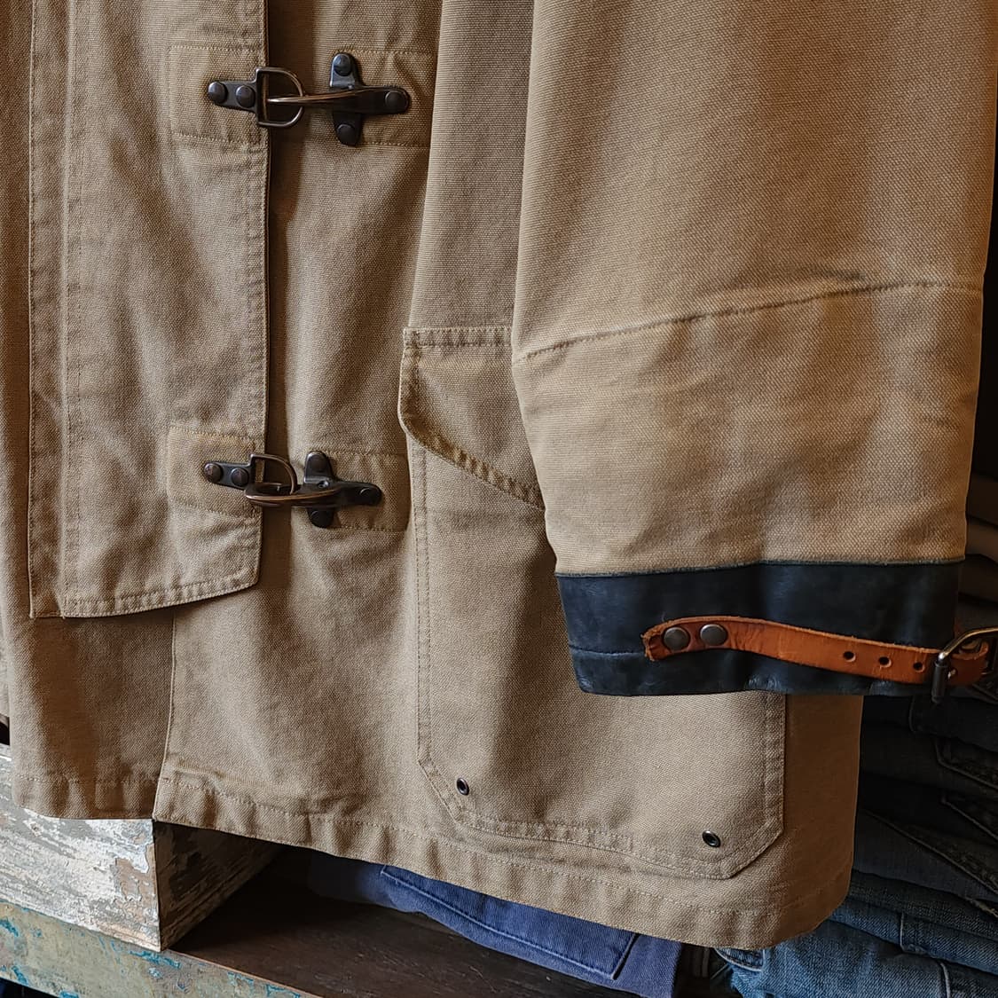 90s 폴로 랄프로렌 파이어맨 자켓 코트 캔버스 레더 오버핏 100 상품이미지5