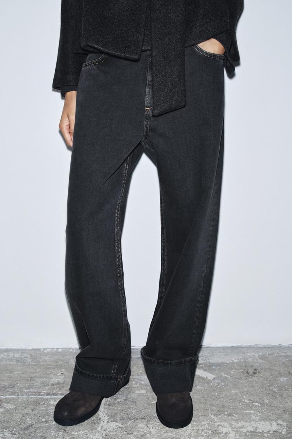 자라 미드라이즈 흑청 데님 팬츠 상품이미지3