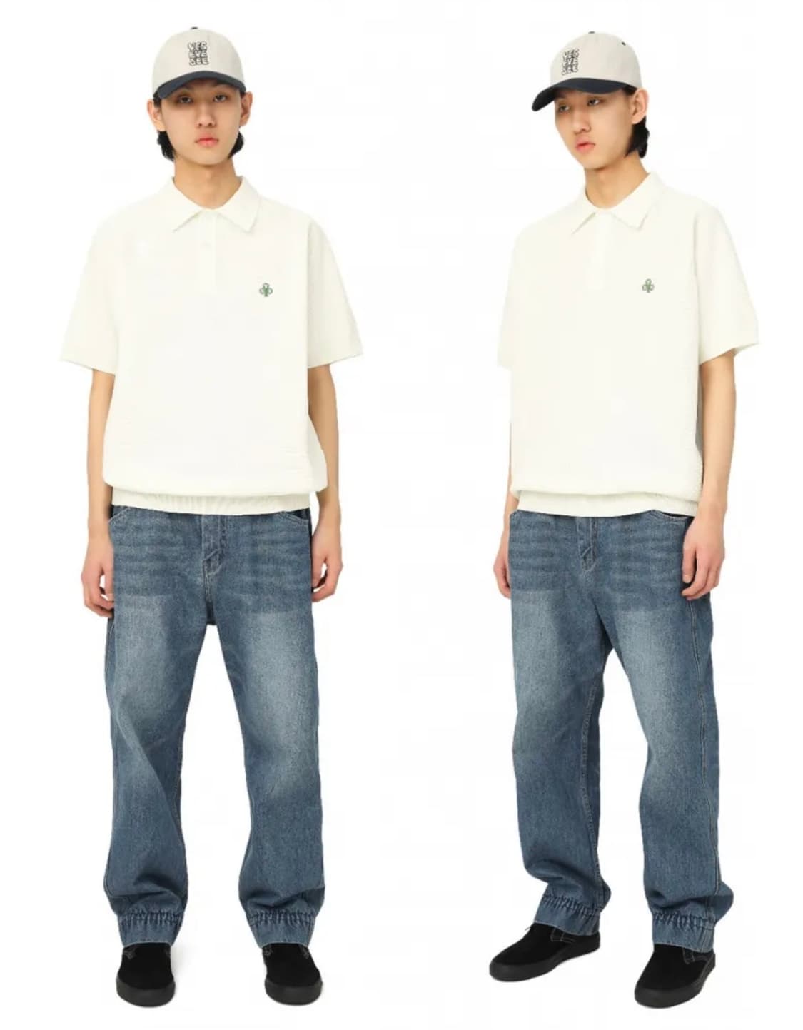 예스아이씨 Y.E.S Knit PK Shirts White 니트피케이셔츠 상품이미지1