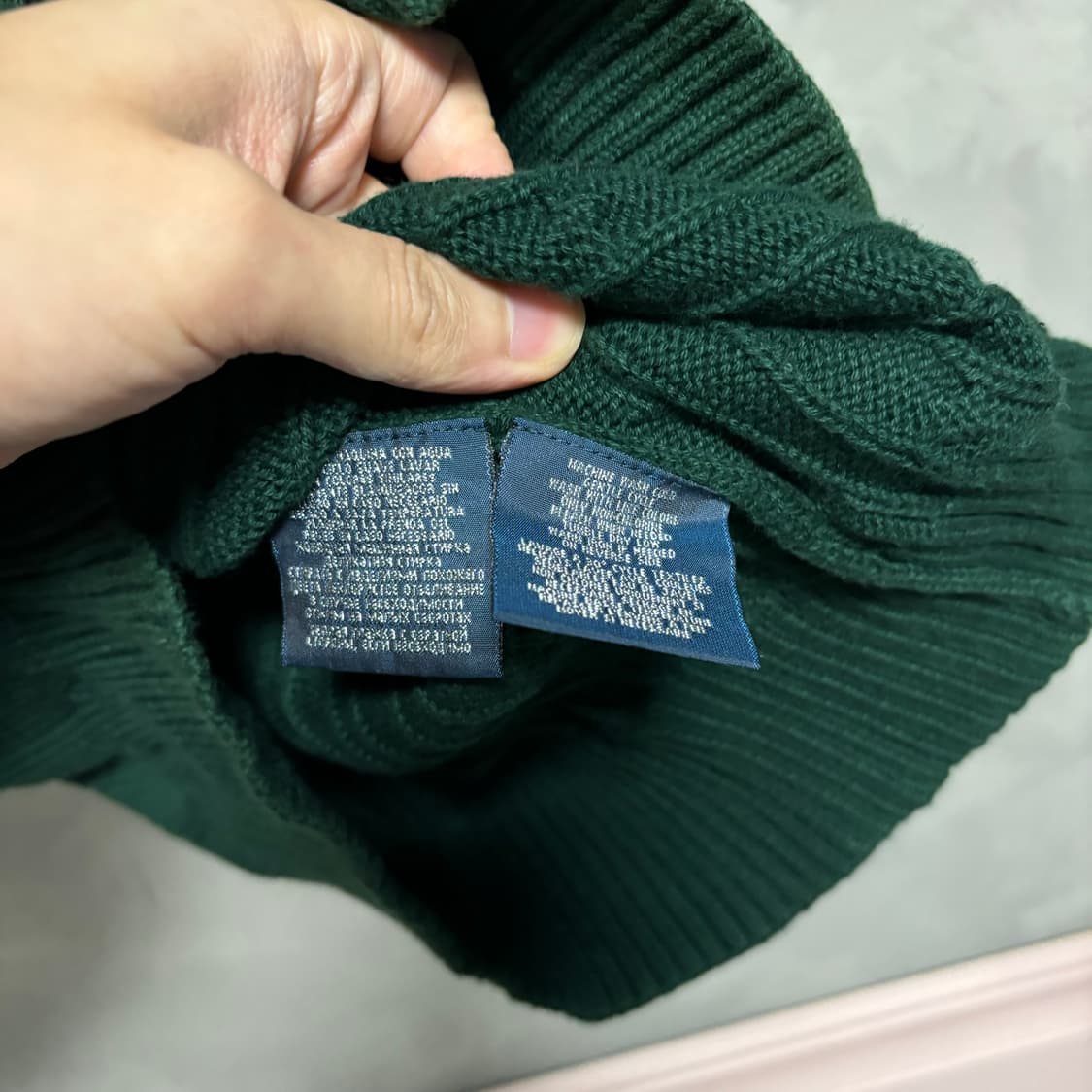 폴로 랄프로렌 꽈배기 니트 조끼 그린 상품이미지3