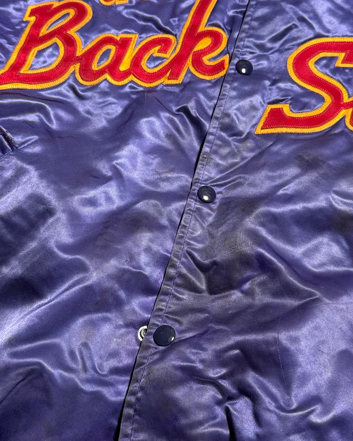 80‘s 빈티지 백 스탑 자수 새틴 자켓 105-107 상품이미지4