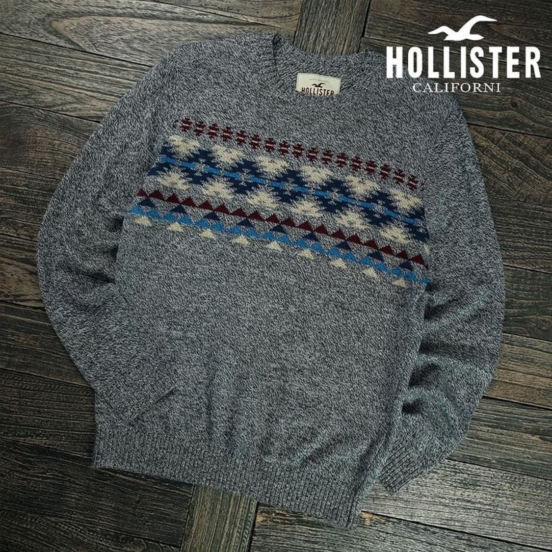 [홀리스터] 빈티지 에스닉 패턴 니트 그레이 M19307 상품이미지1
