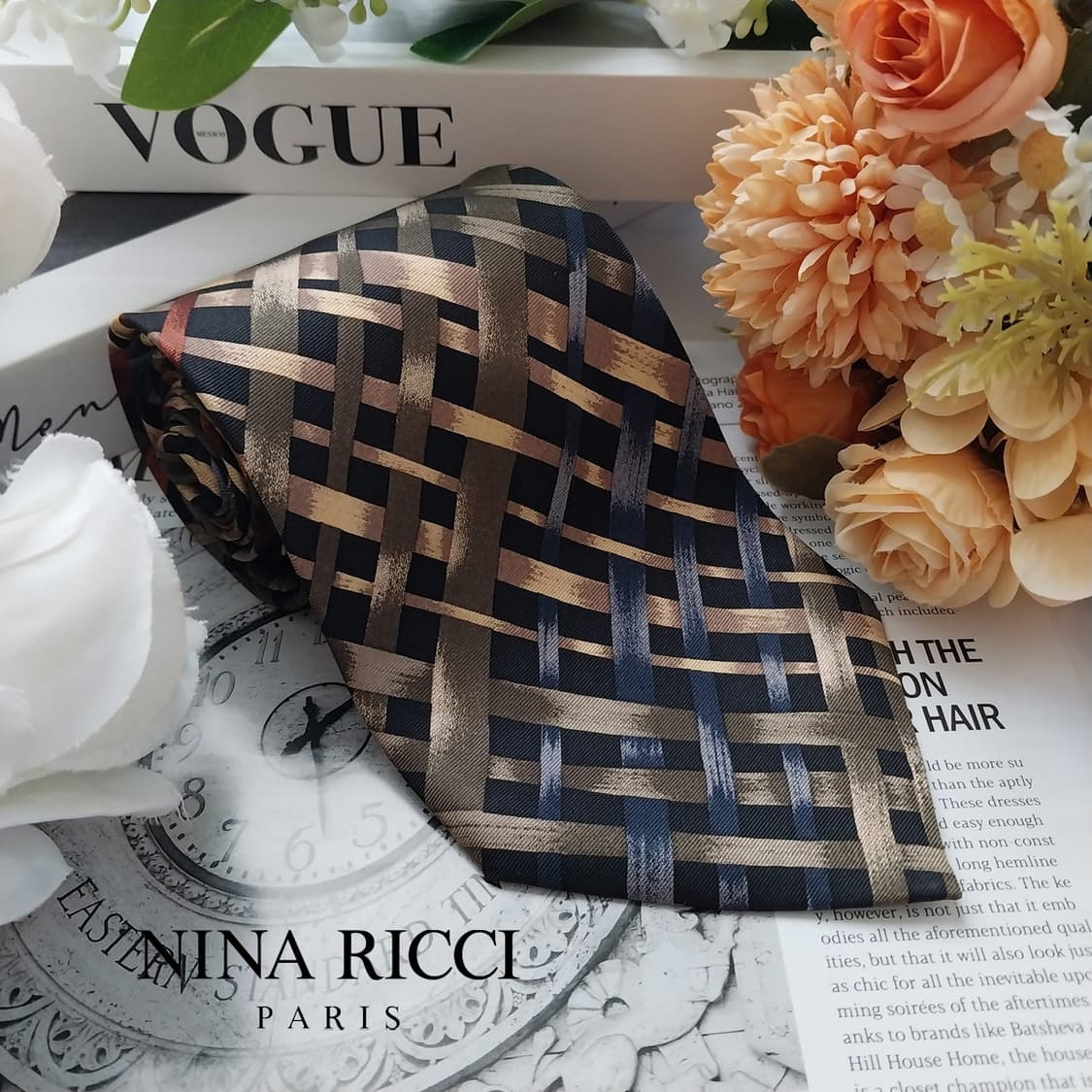 니나리치 실크 블랙 패턴 넥타이 9.5cm A+등급 K1683
 상품이미지2