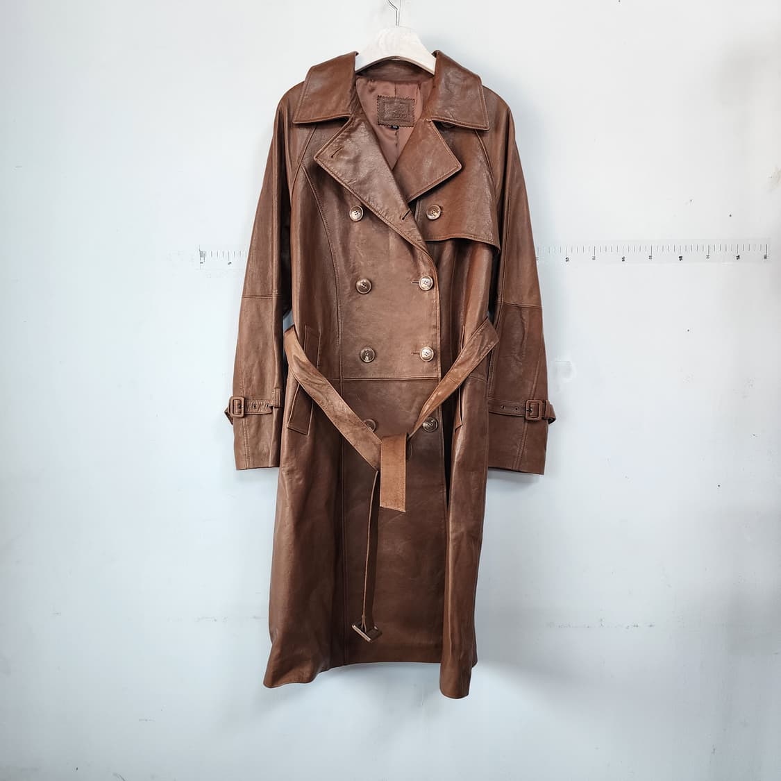 로보 브라운 가죽 롱 트렌치 코트 상품이미지9
