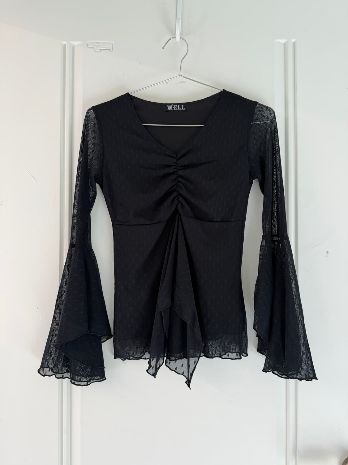 일본빈티지 블랙 시스루 블라우스 상품이미지4