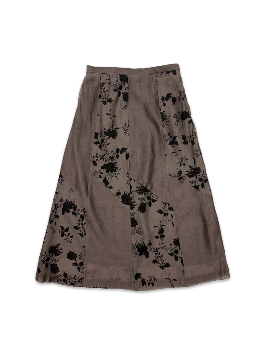 빈티지 브라운 플러워 롱 스커트 상품이미지1