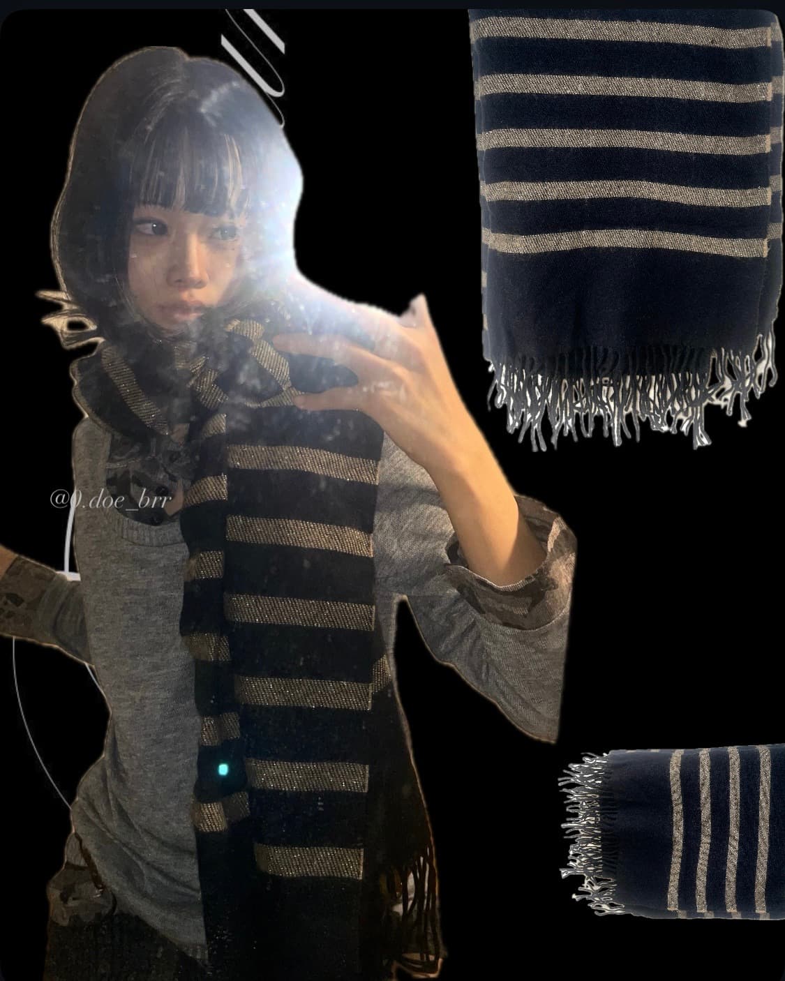 골드x블랙 스트라이프 머플러 상품이미지1