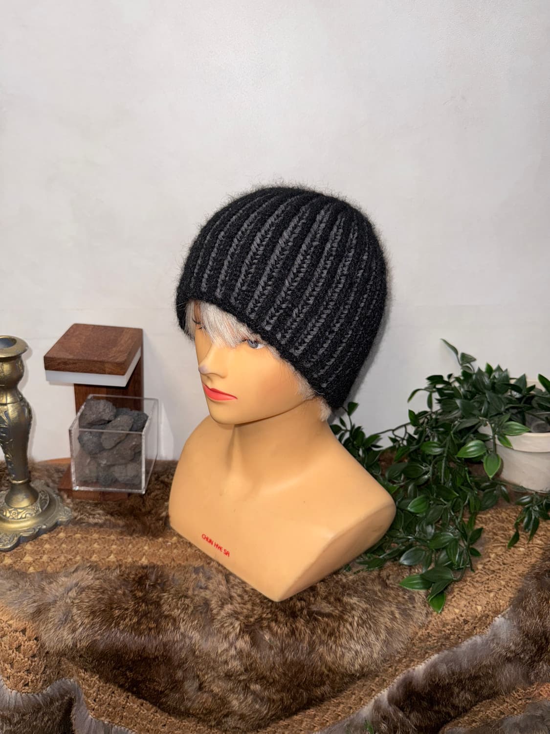 Black & gray stripe knit beanie 상품이미지1