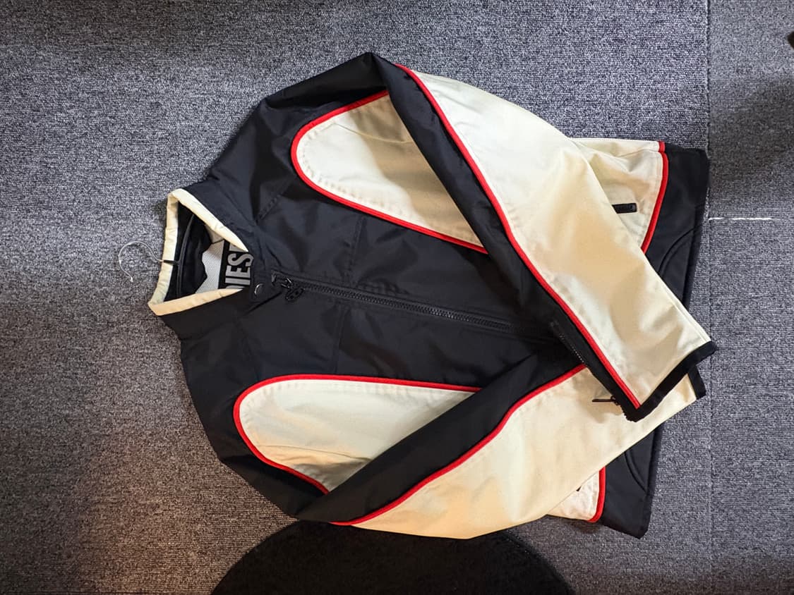 디젤 J-블링크 컬러블록 나일론 바이커 자켓 블랙 화이트 상품이미지1