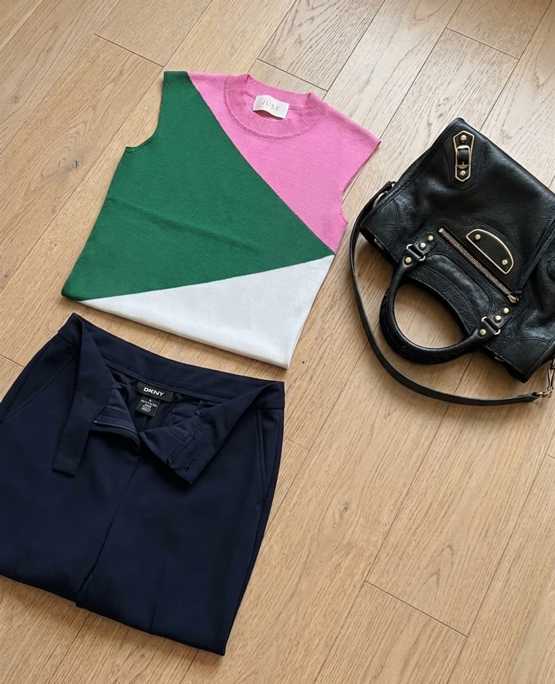 새상품 JUDE 배색 기하학 니트 베스트 (조끼) 상품이미지1