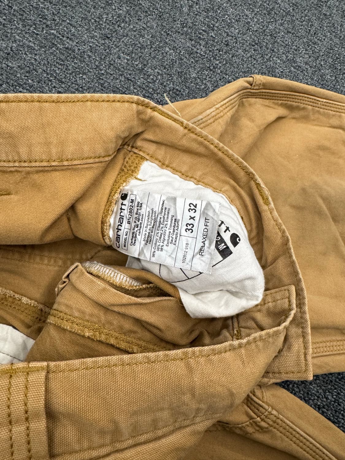 칼하트 빈티지 베이지 더블니 워크팬츠 상품이미지4