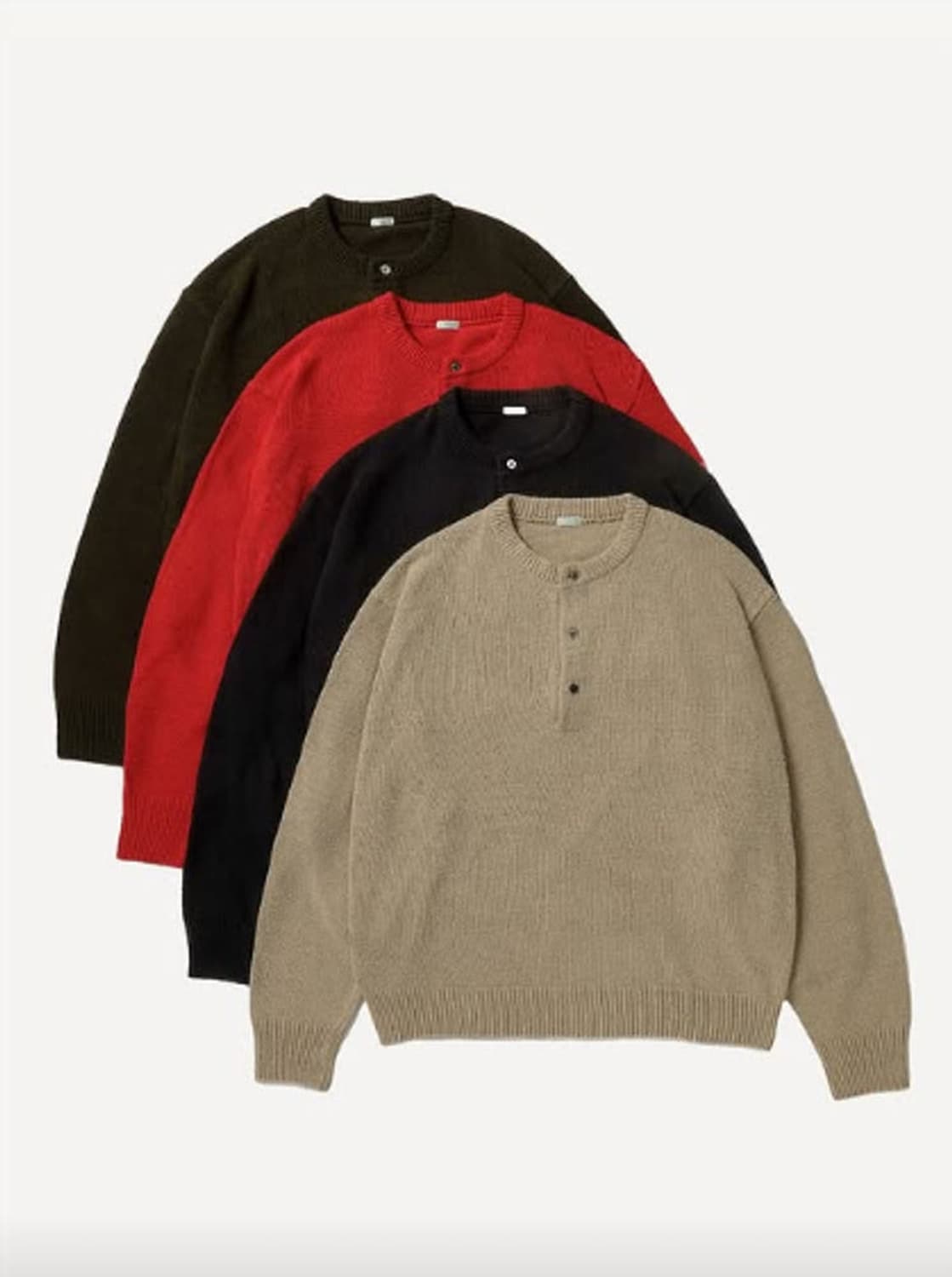 [4] A.PRESSE 아프레쎄 26SS 워시드 실크 넵 헨리 넥 스웨터 상품이미지1