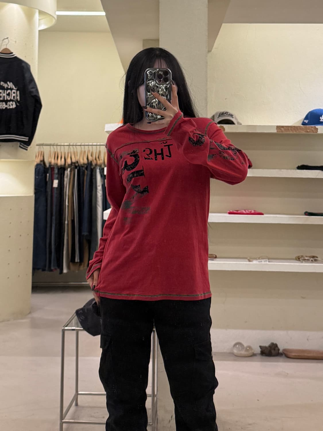 디젤 그래픽 워싱 긴팔 티셔츠 U1655 상품이미지1