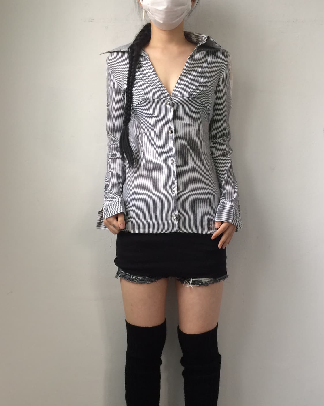 Back lace point shirt onepiece 상품이미지6