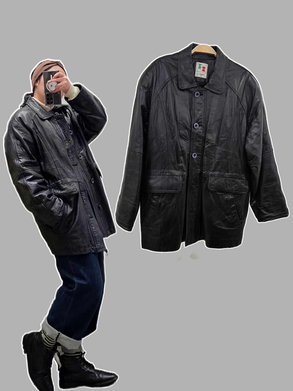 Italy 블랙 램스킨 자켓 상품이미지1