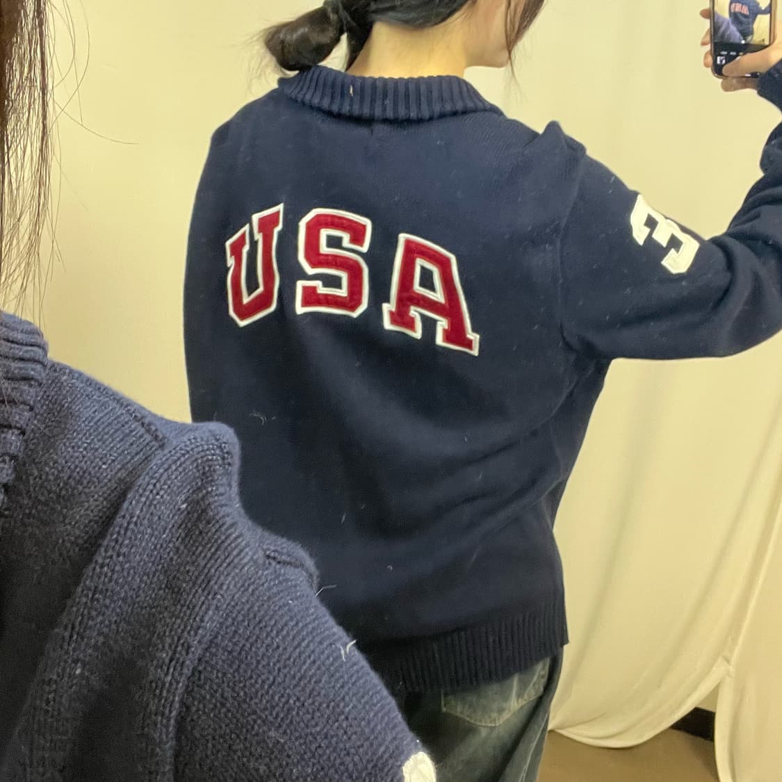 Polo big pony navy USA knit zip-up 상품이미지3