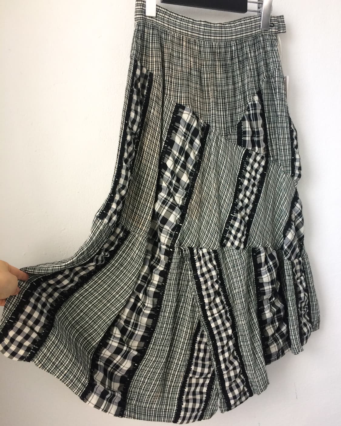 Check pattern mixed long skirt 상품이미지2