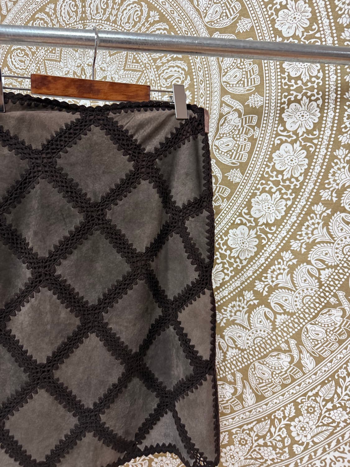 빈티지 절개 디테일 스웨이드 스커트  상품이미지4