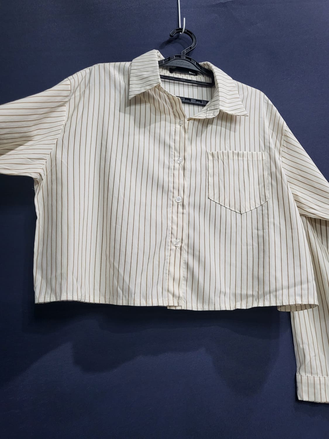 크롭 스트라이프 프리 셔츠남방 상품이미지4