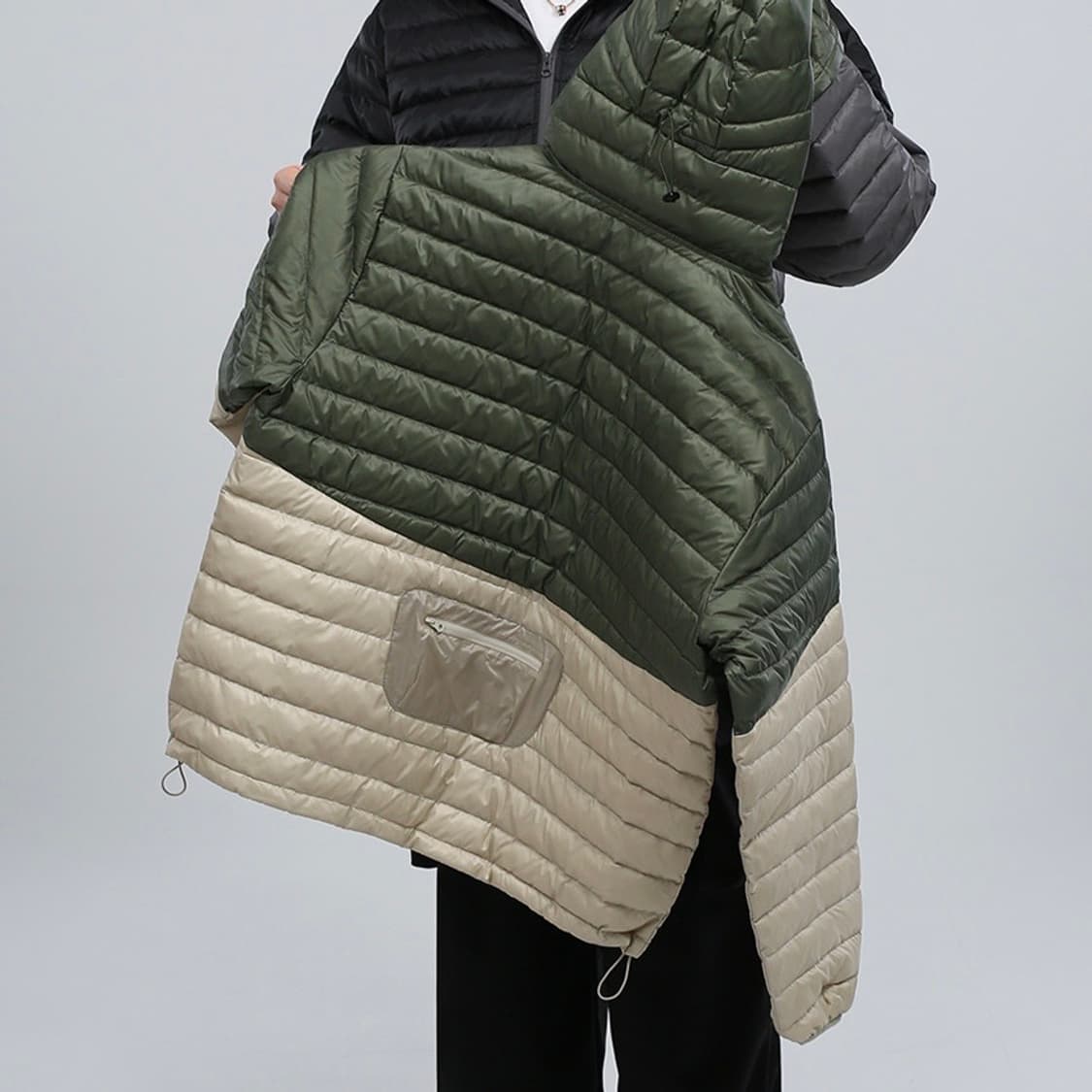 투톤 배색 자수 오버핏 덕다운 경량 점퍼 상품이미지7