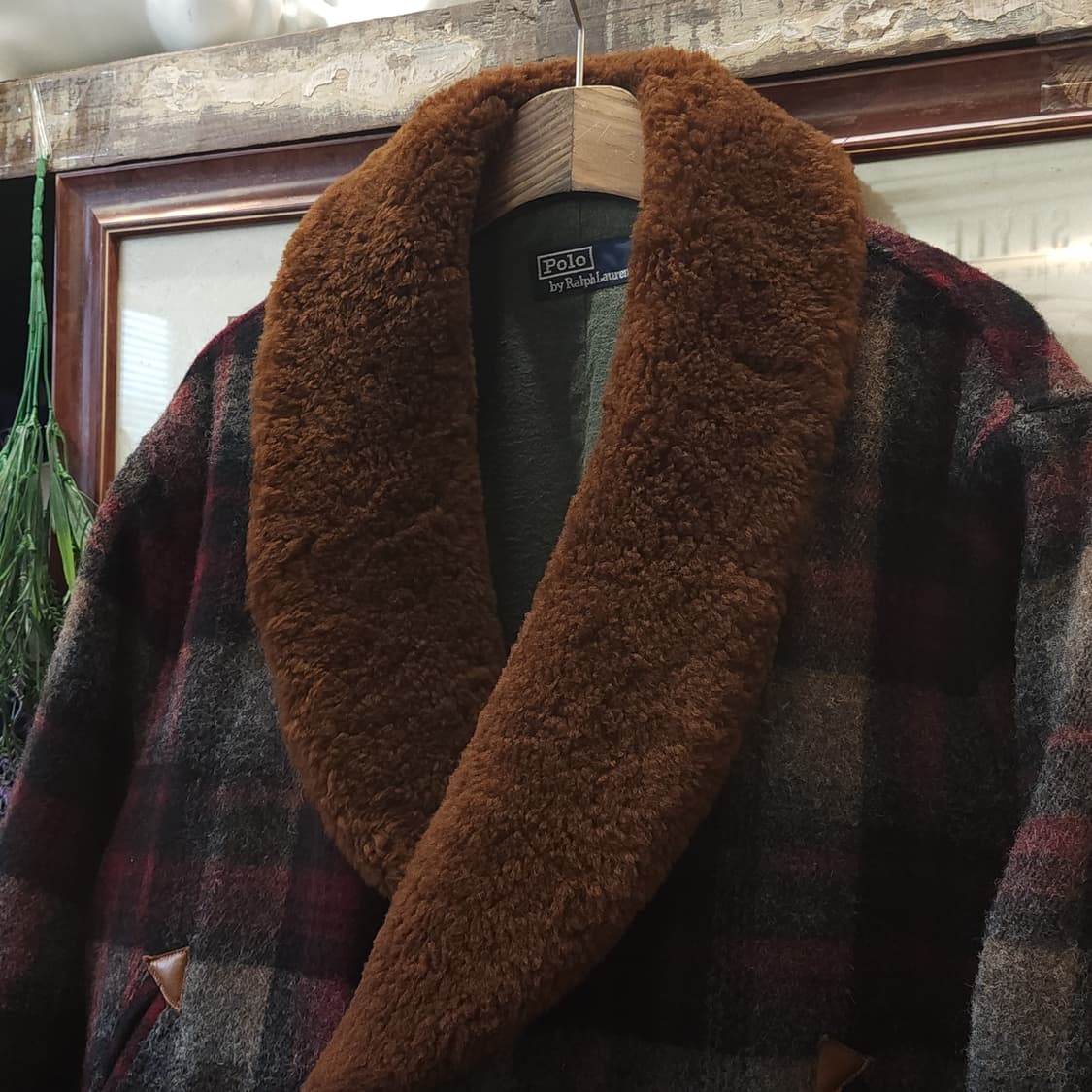90s 폴로 랄프로렌 양털카라 헤비울 랜치코트 매키노 코트 지프코트 L 상품이미지4