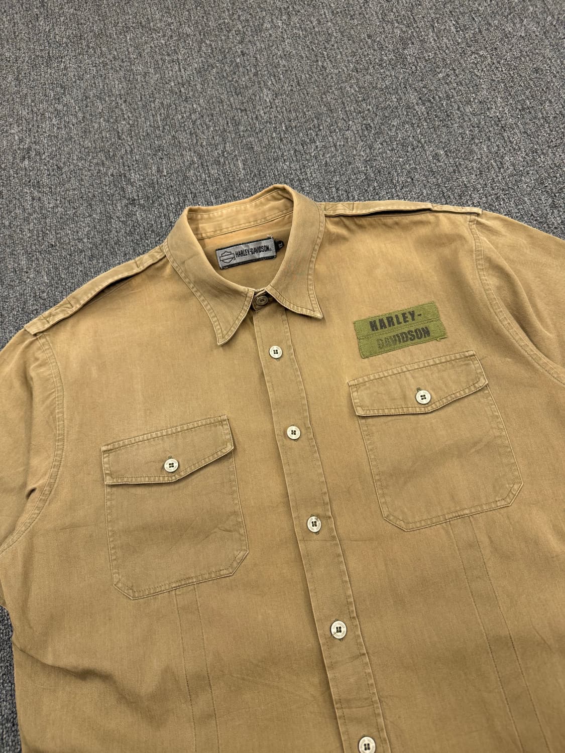 XL)할리데이비슨 빈티지 올리브 사파리 반팔셔츠 상품이미지3
