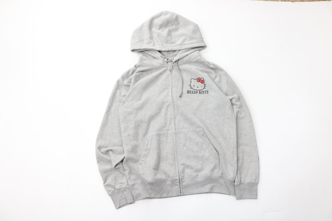 헬로키티 빈티지 빅로고 윙크 그레이 후드 집업 (L) 상품이미지6