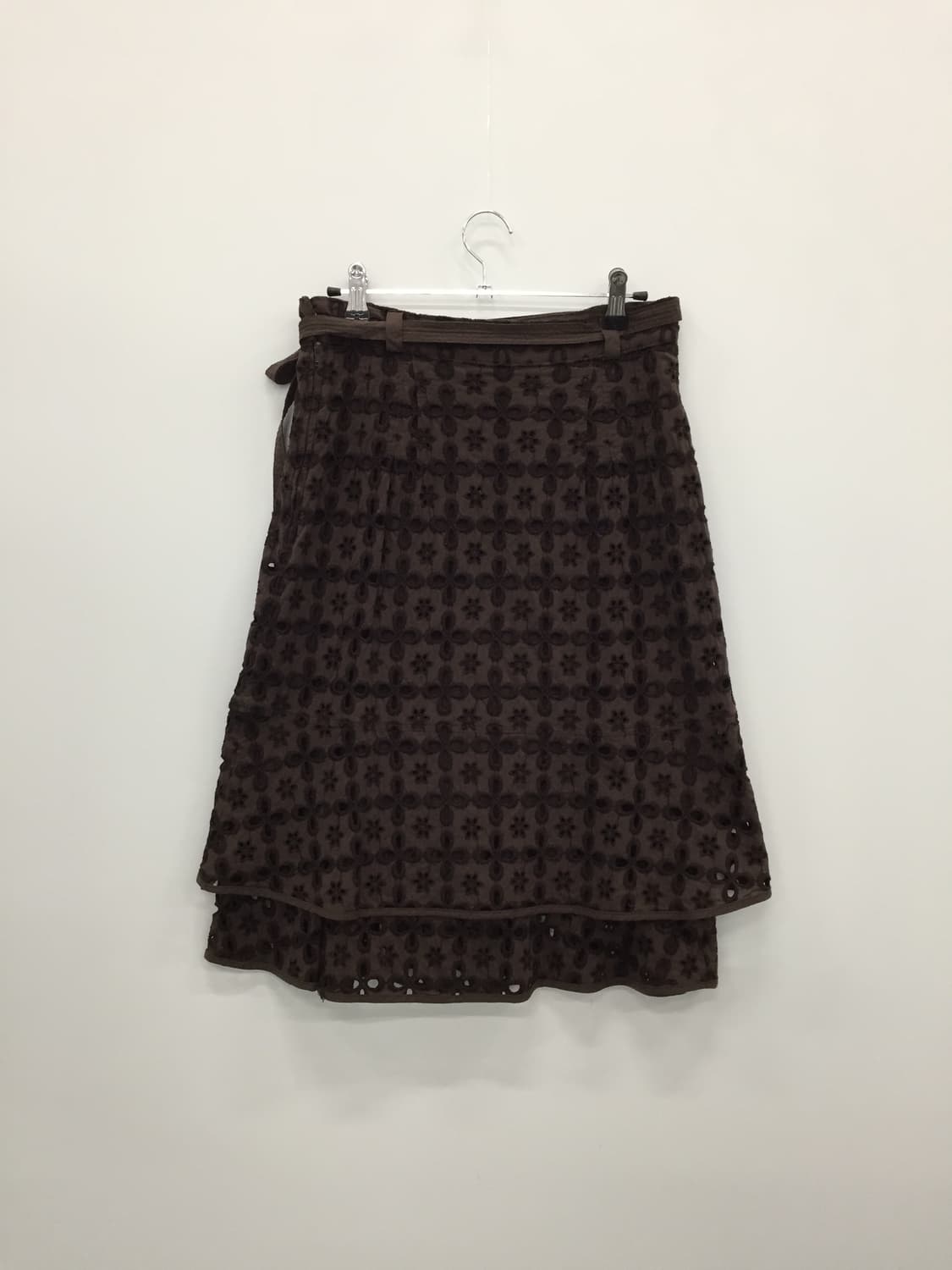 Jpn Brown Floral Punching Tiered Skirt 상품이미지5
