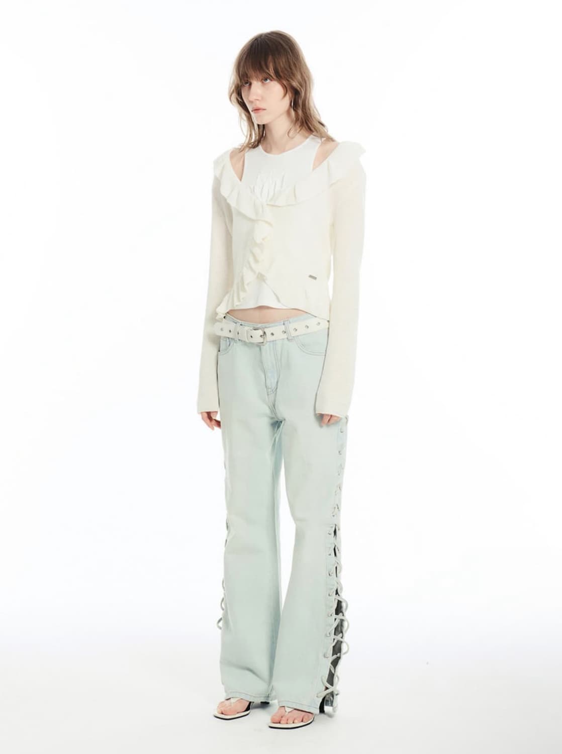 세릭 CERRIC 사이드 레이스업 와이드 데님 팬츠 상품이미지2