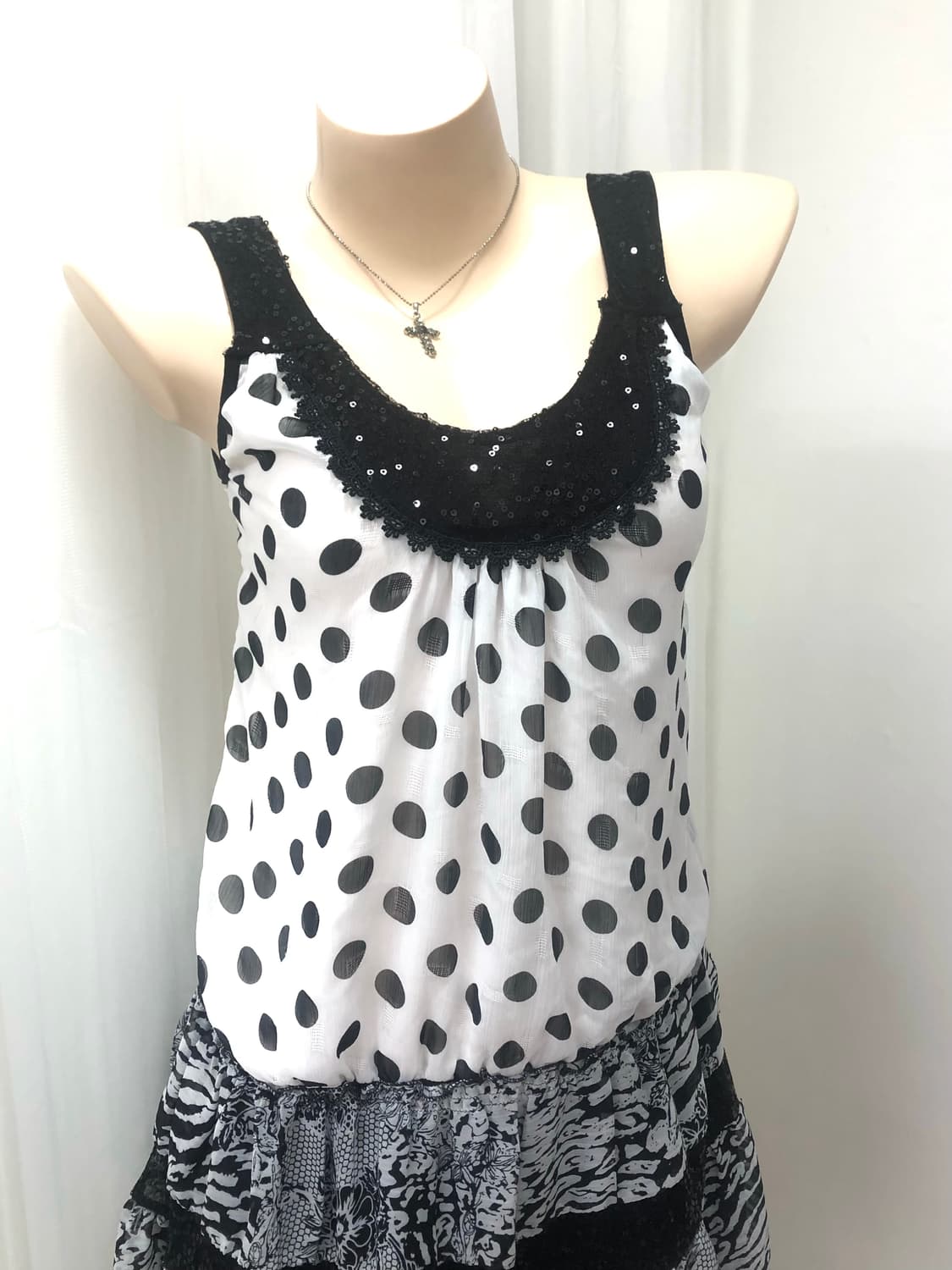 dot sequin pattern detail sleeveless 상품이미지3