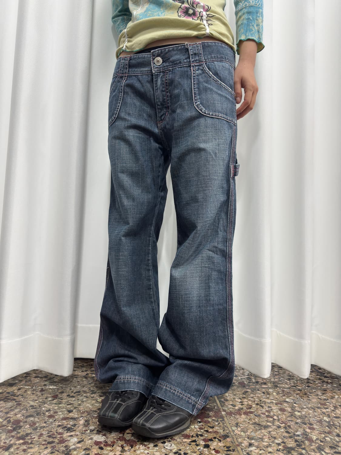 denim pink stitch pants 상품이미지1