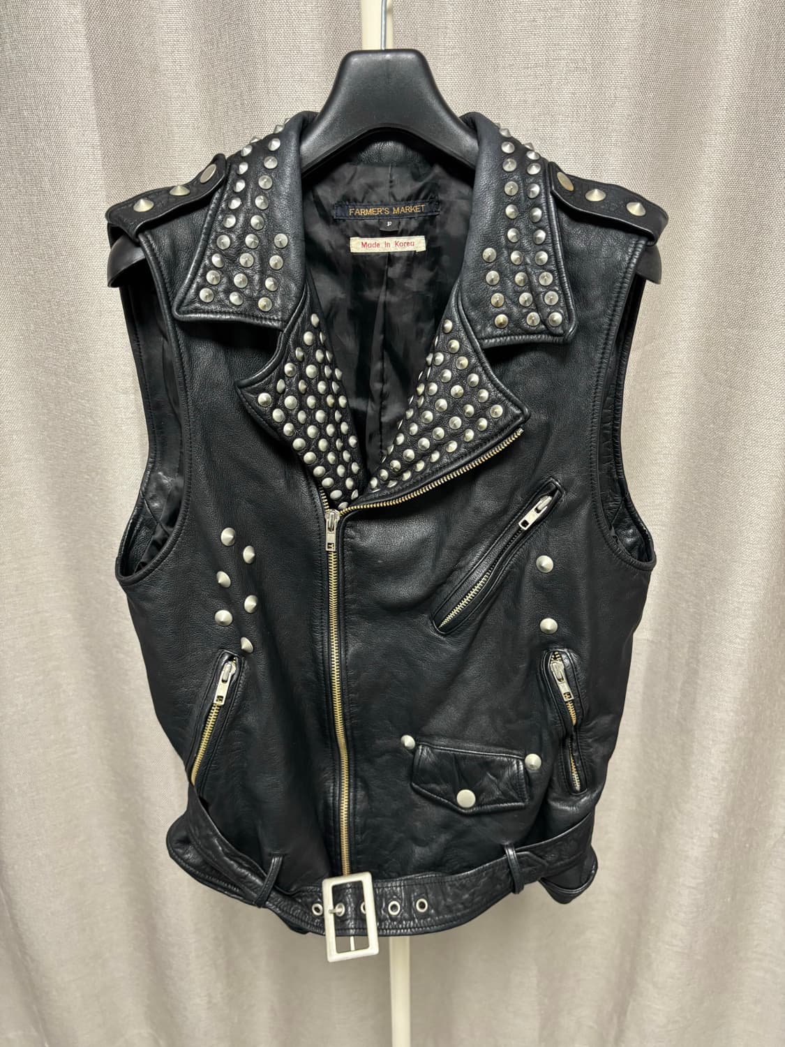 스터드 가죽 조끼 베스트 상품이미지1