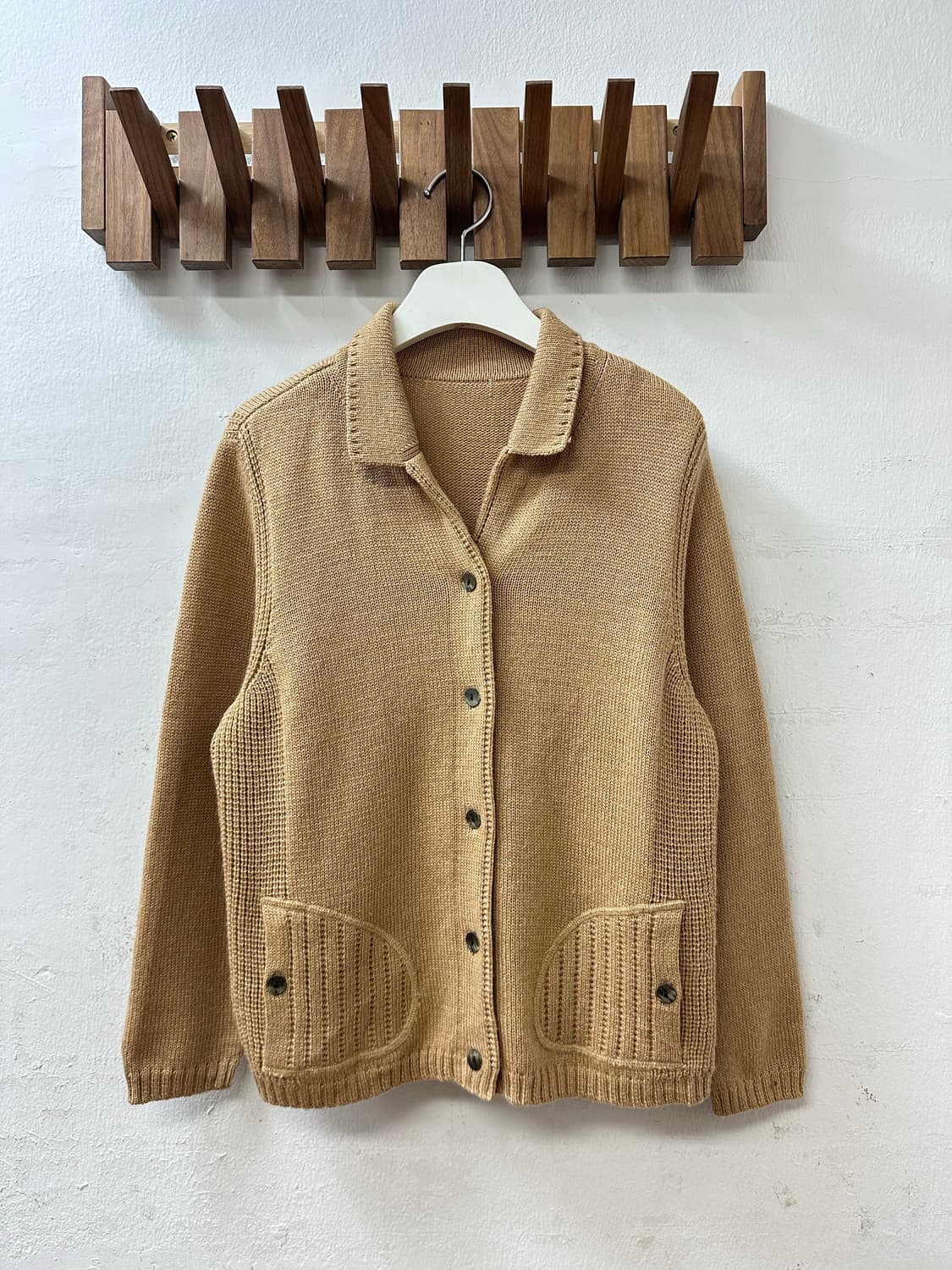 일본빈티지 울 100% 카라 니트 가디건 상품이미지3