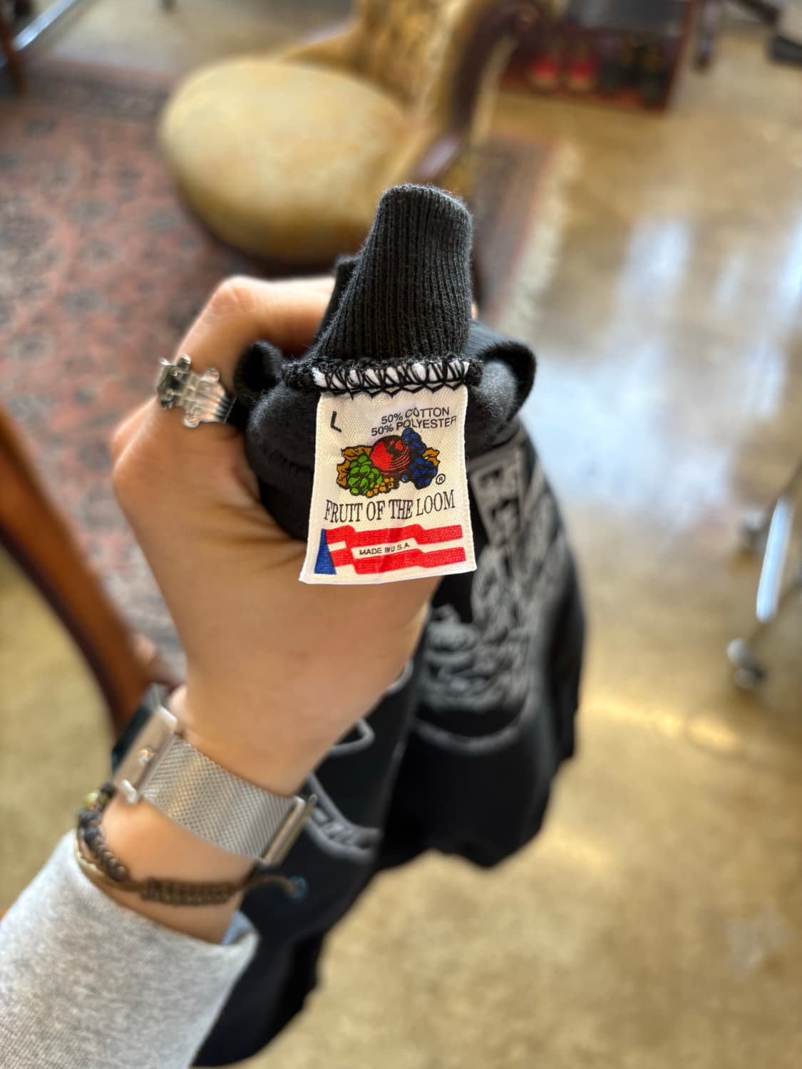 90s usa fruit of the loom 블랙 스웻 상품이미지3