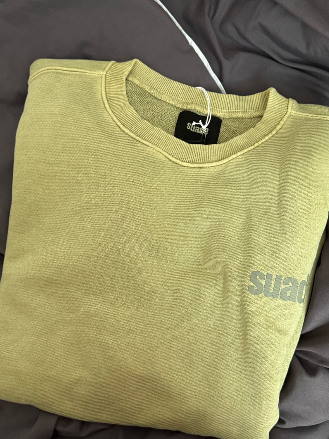 스웨이드 맨투맨 피그먼트 카키 M 상품이미지2