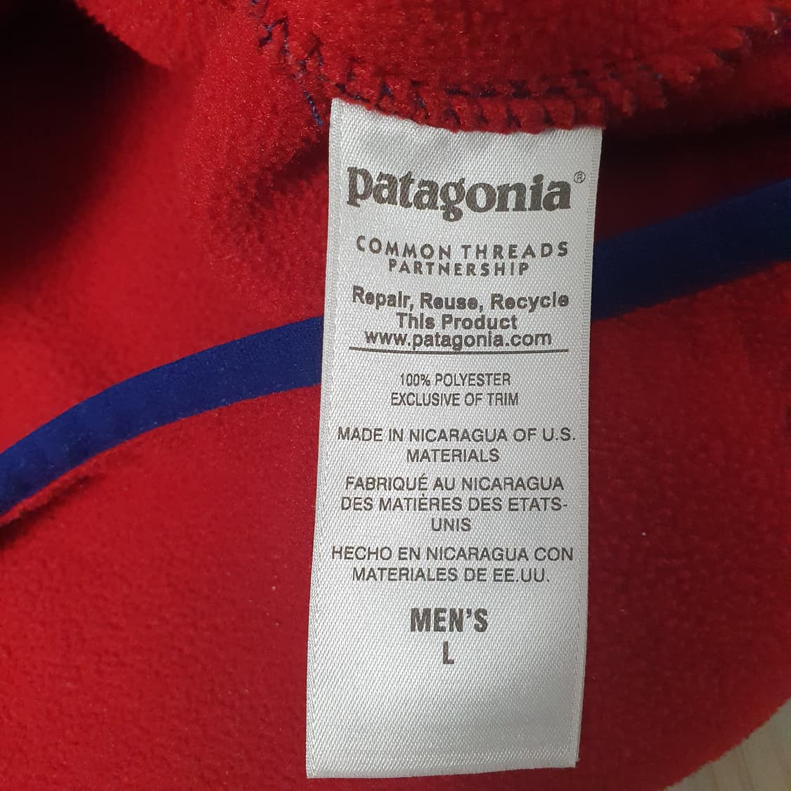 L(약105) 파타고니아 신칠라 투톤 플리스 후리스 블루 네이비 레드 상품이미지6