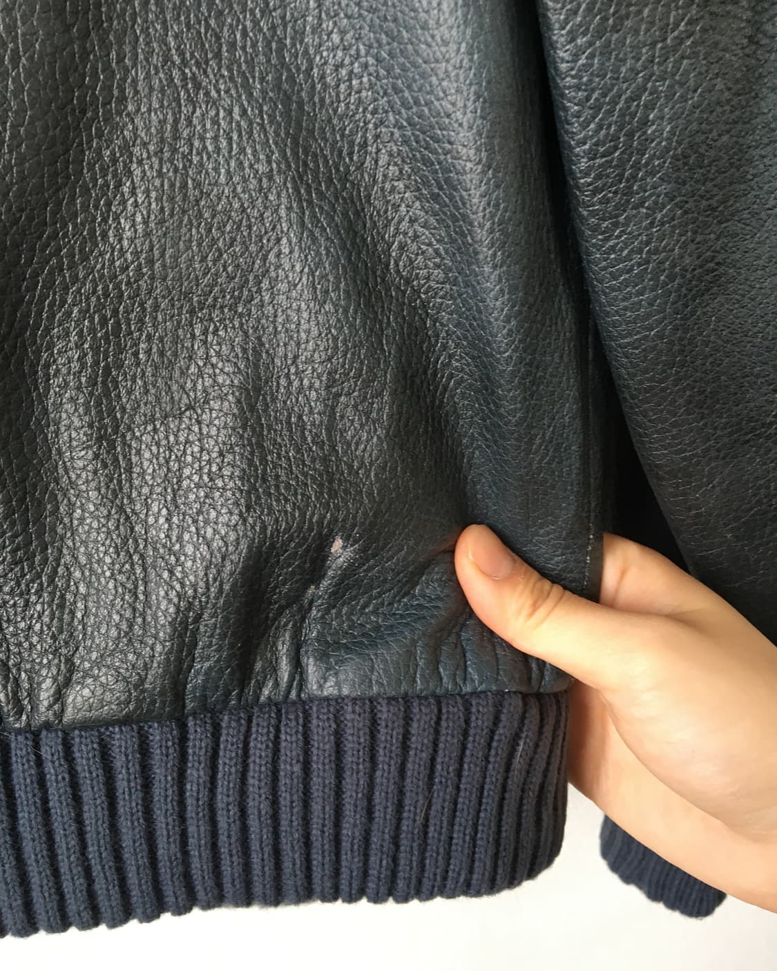 Washing blue lamb leather bomber jacket 상품이미지7