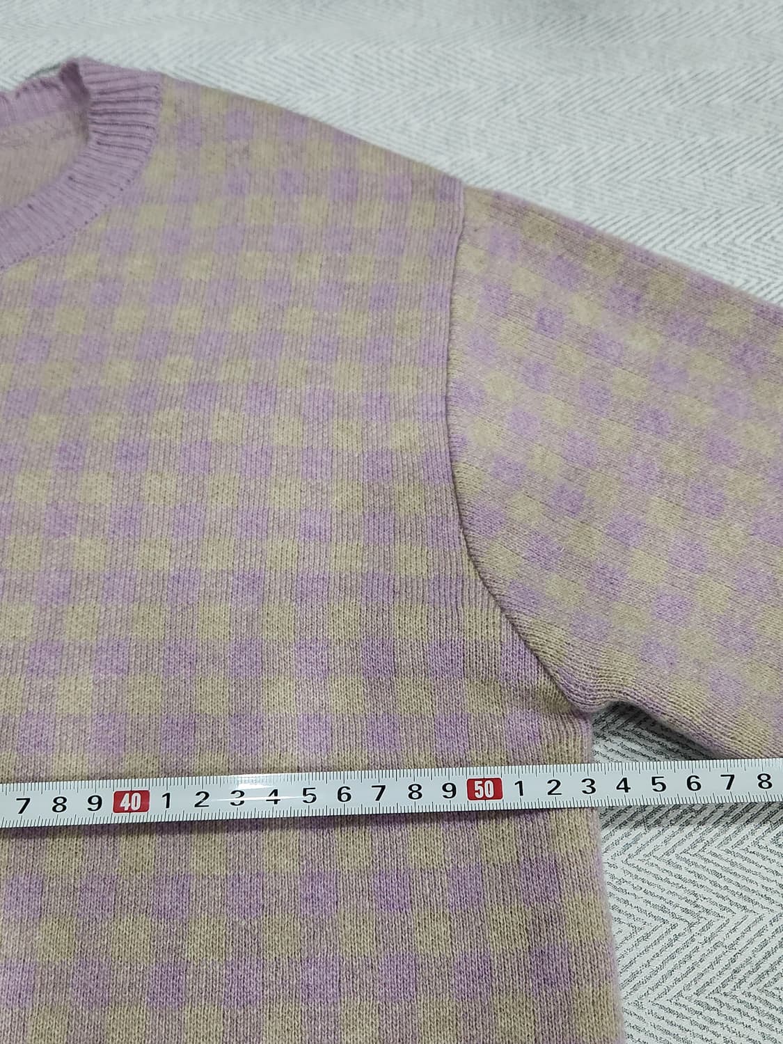 [F] 이슈넘버 세미크롭 울 체크 가디건 여성 프리사이즈 상품이미지7