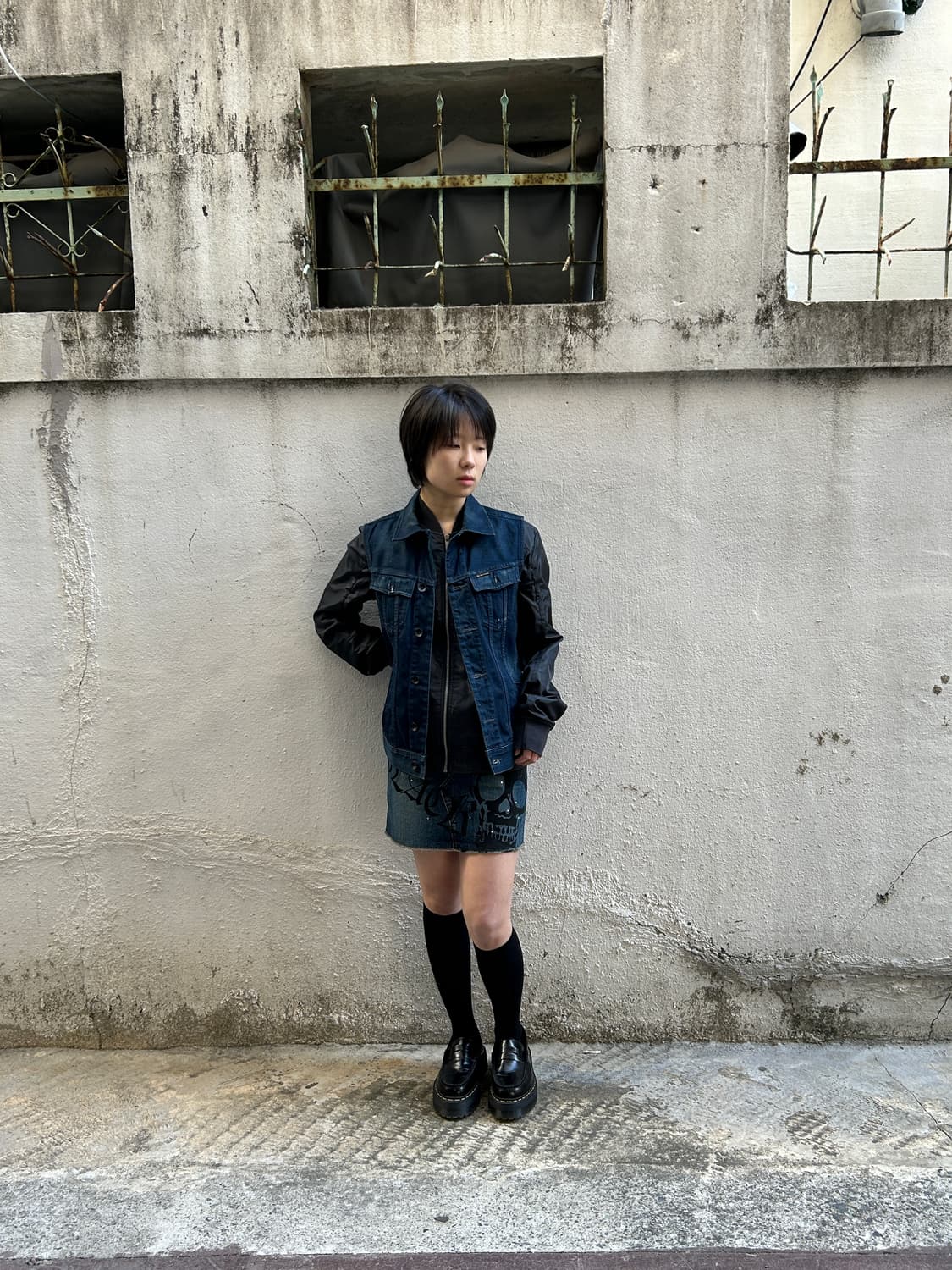 해골 데님치마 상품이미지1