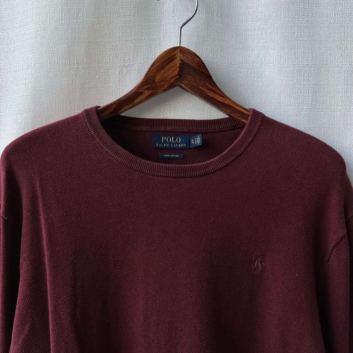 폴로 랄프로렌 피마 코튼 라운드 니트 버건디 XL 상품이미지4