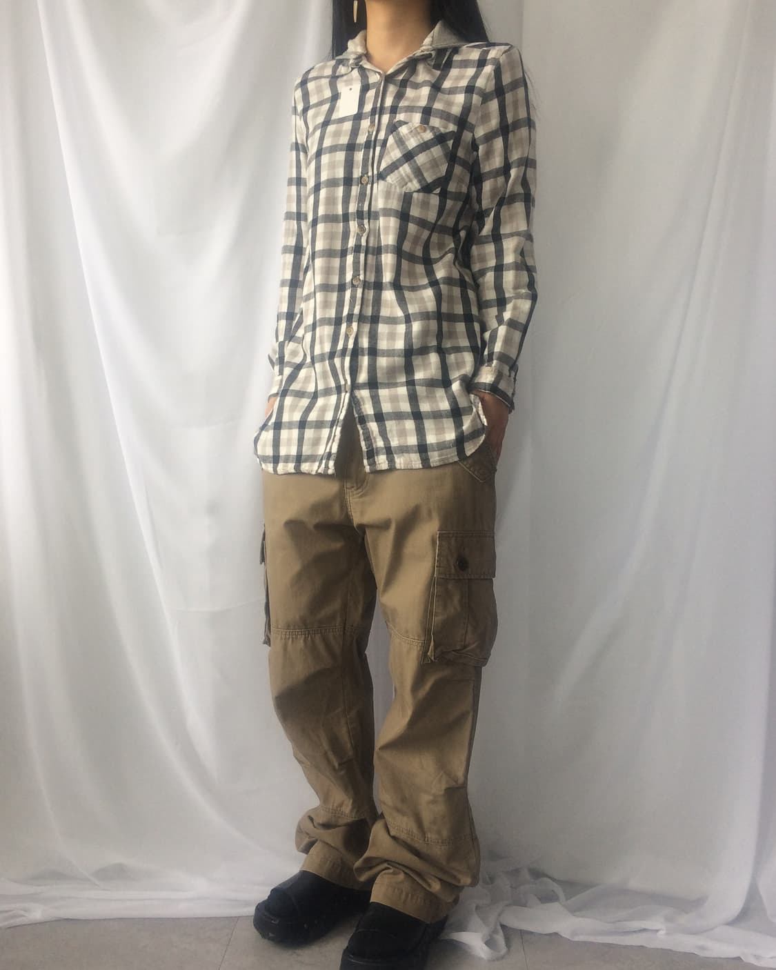 Check pattern hood layered shirt 상품이미지6