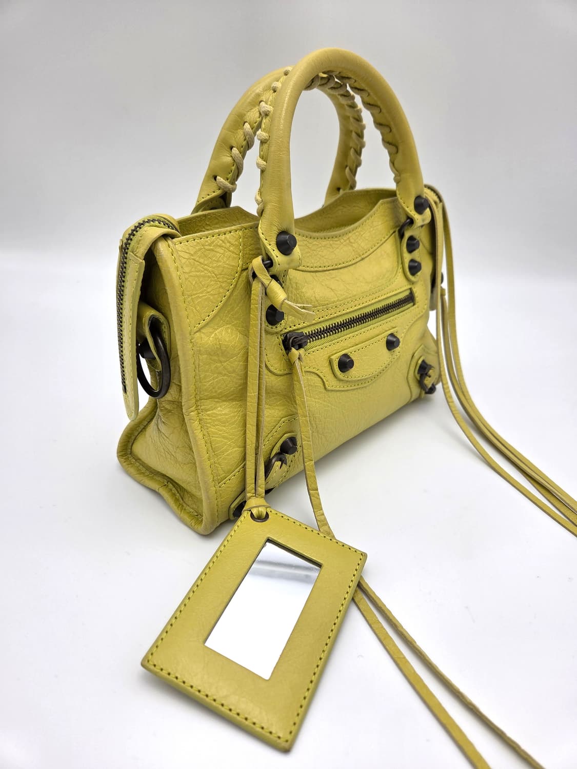 발렌시아가 클래식 미니 시티백 레몬 라임 머스타드 컬러 상품이미지3