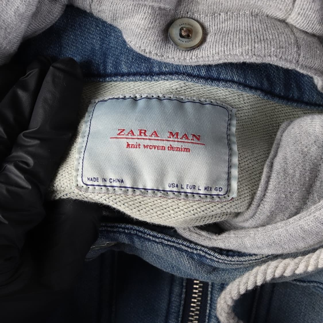 자라 맨 니트 웨븐 후드 데님 자켓 L 상품이미지5