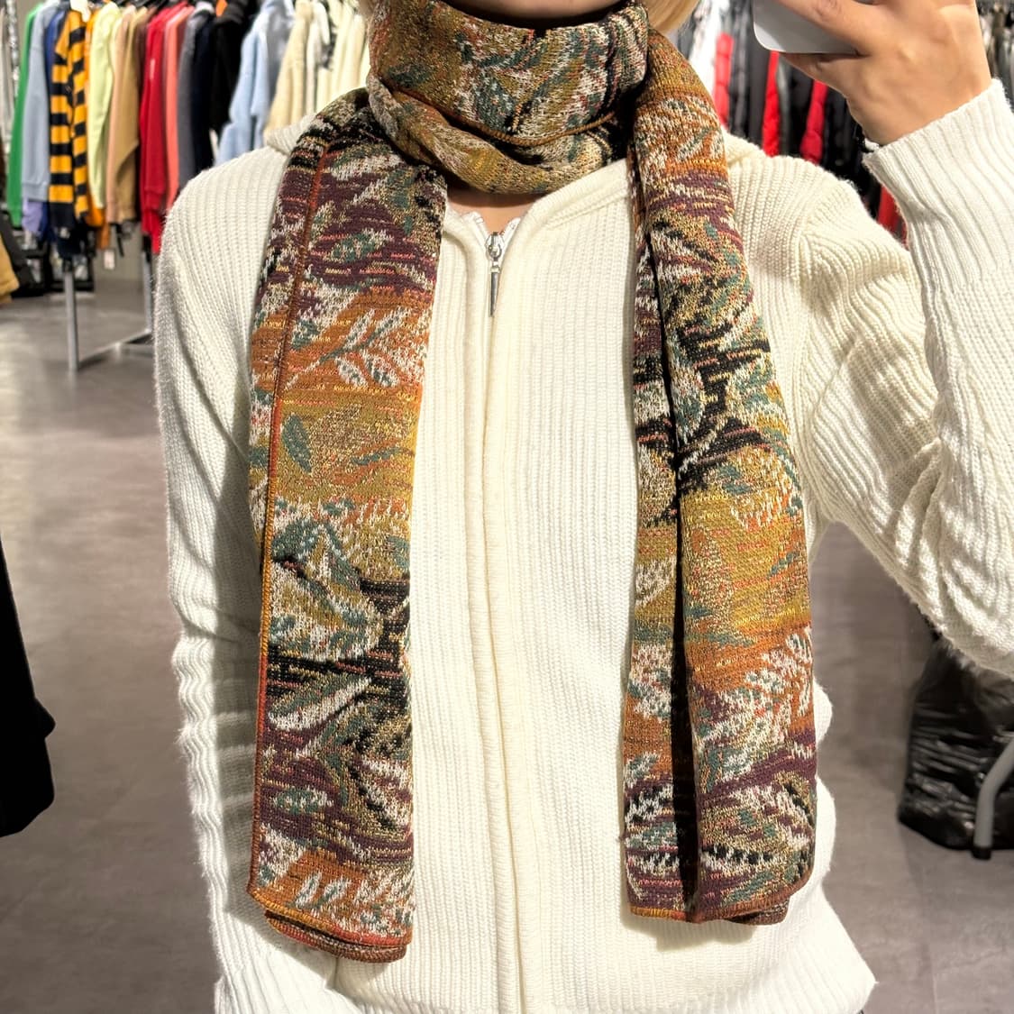 MISSONI 미쏘니 브라운톤 에스닉 리프패턴 머플러 목도리 MADE I 상품이미지1