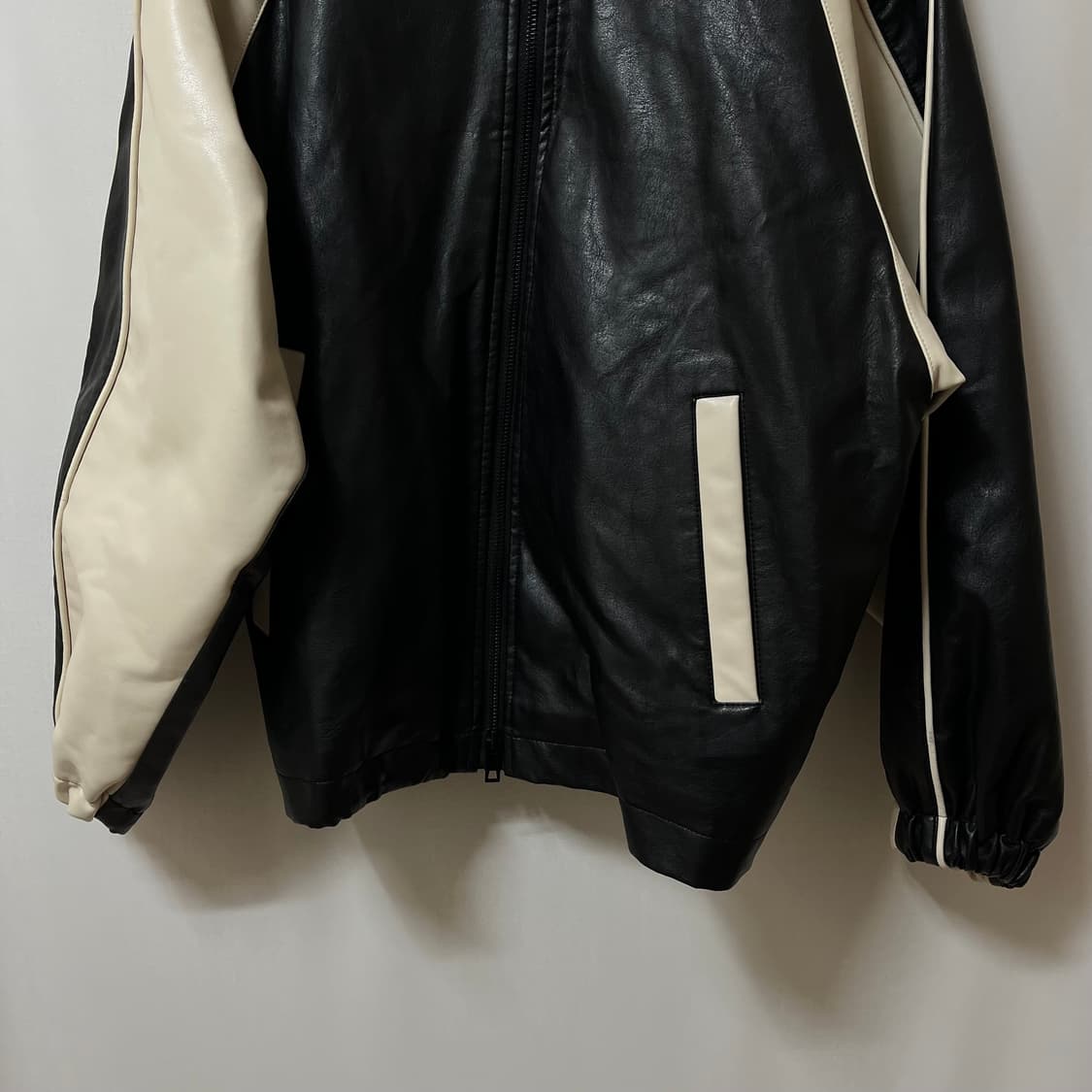 라퍼지스토어 배색 비건 레더 가죽 자켓 S 상품이미지4