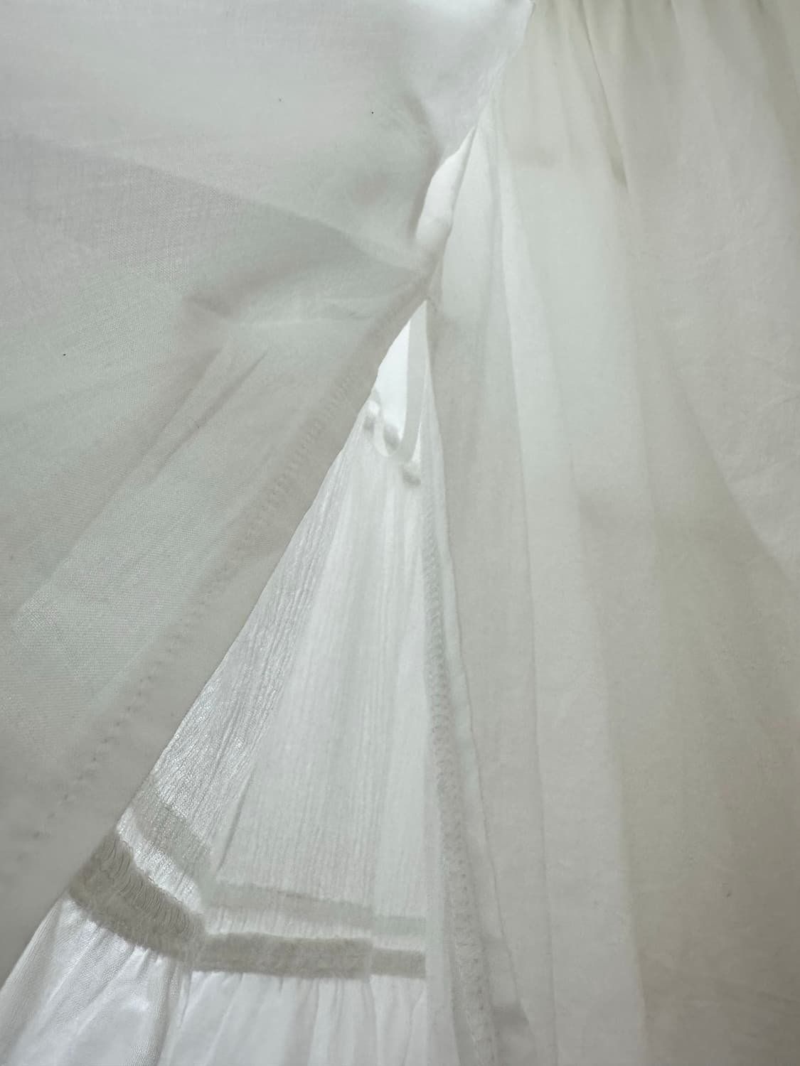 일본빈티지 코튼100% 화이트 레이스 디테일 티어드 밴딩 롱 스커트 상품이미지4