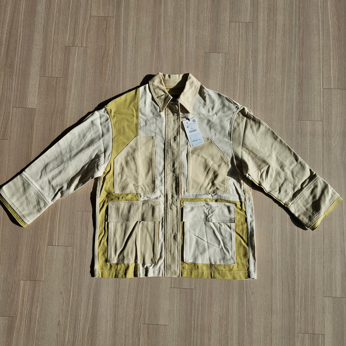 M 새제품) 자라 패치워크 개버딘 재킷 8197/719 오버핏 체감 L~ 상품이미지1